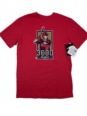 New Era Albert Pujols 3000 Hits Graphic Baseball T Shirt Angels Mens Small Red